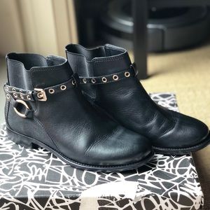 DVF Rikki Grommet - Strap Flat Booties, Black